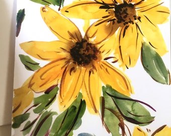 Sunflower Notecards: Floral Watercolor Art (Set of 10)