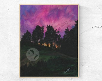 Pink Sunset Wall Art, Pastel Landscape Art, Western North Carolina Art, Mountain Sunset Printable Wall Art, Downloadable PRINTABLE Digital,