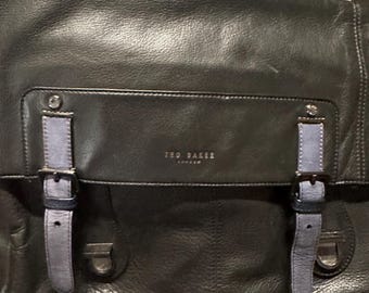 Ted Baker London Leather Messenger Bag Black | Buckle Satchel Crossbody | Designer Laptop Briefcase | Work Bag