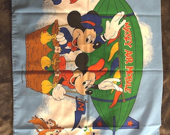 Vintage Mickey Mouse Air Mobile Pillowcase | Disney Balloon Print Pillow Case | Retro Kids Bedding | Mickey & Minnie Collectible Linens