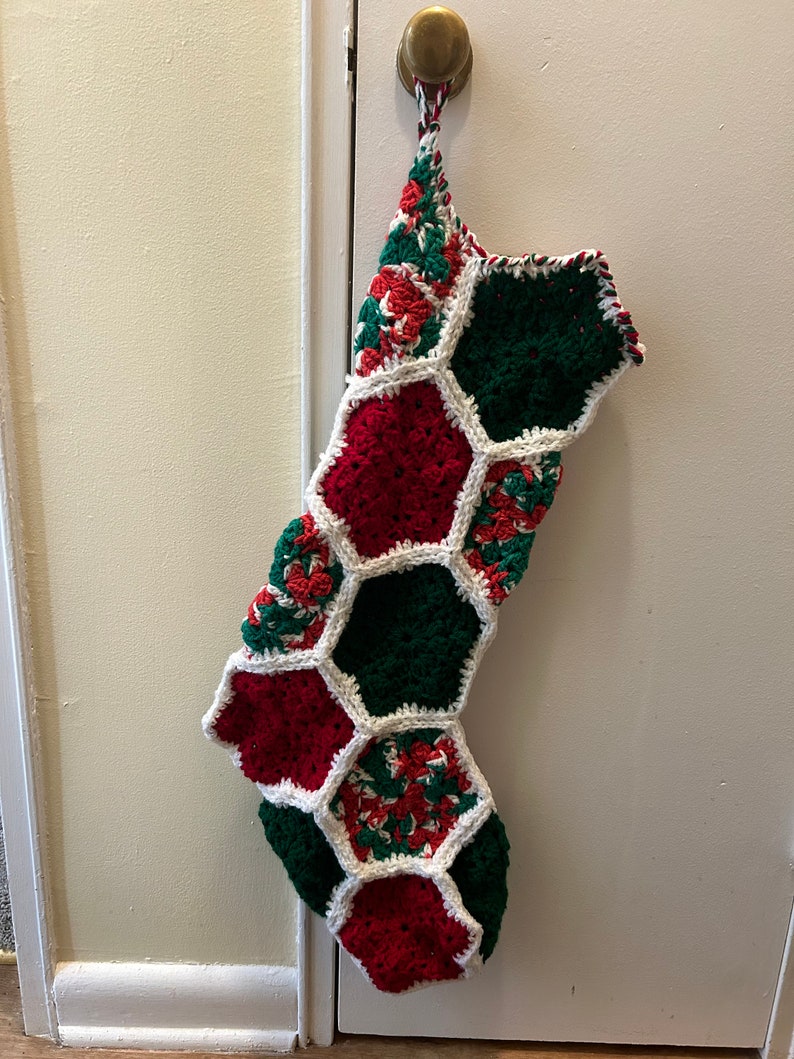 Aunt Donna's Christmas Stocking Crochet Granny Hexagon Pattern image 1