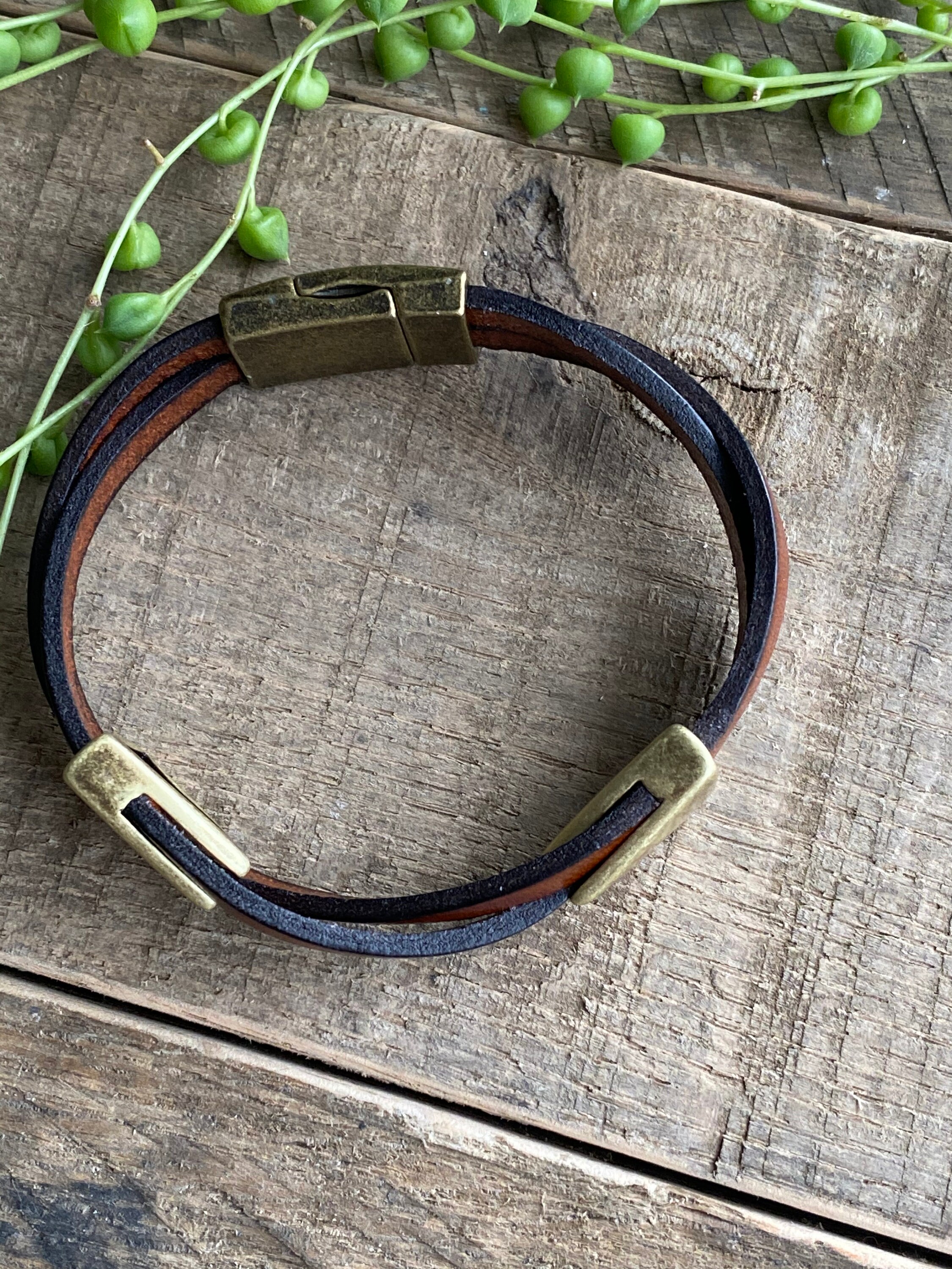 Brown Leather Bangle Arrow Bracelet // Casual Bangle