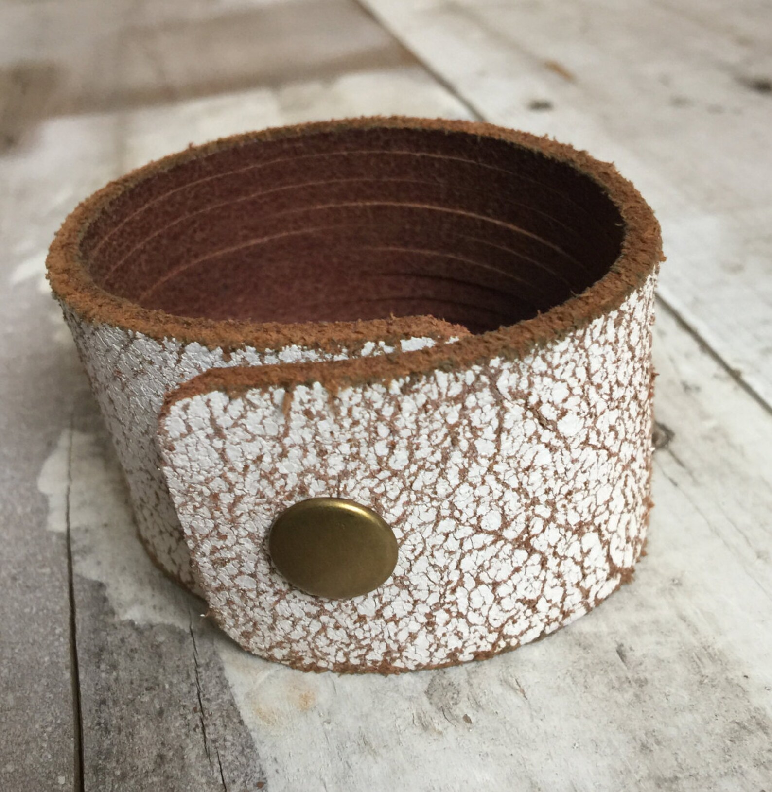 Upcycled White Leather Cuff Bracelet Upcycled Leather Cuff Etsy