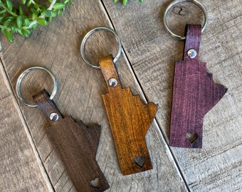 Manitoba Leather Keychain // Province Keychain // Stocking Stuffer // Christmas Gift // Leather Keychain // Gift for Him // Gift for Her