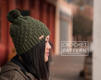 GRAYSON - Crochet Textured Hat Pattern - 7 Sizes, Instant PDF Download (digital)