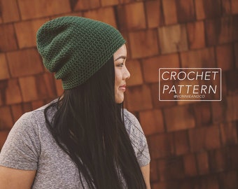 CROCHET BEANIE PATTERN, slouchy beanie pattern, 7 sizes, crochet slouchy hat pattern, instant pdf download, digital download, charlie