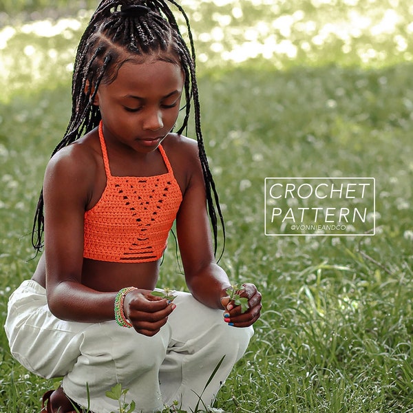 LIL RYDER - Crochet Halter Top Pattern - 9 Sizes, Crochet Kids Top, Instant PDF download (digital)