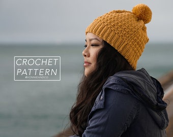 HARRIET - Crochet Textured Hat Pattern - 7 Sizes, Instand PDF Download (digital)