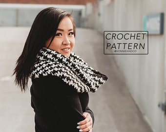 JOSHUA - Crochet Houndstooth Cowl Pattern - Instant PDF Download (digital)
