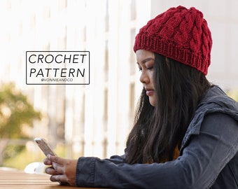 DAVEY - Bulky Cable Knit Hat Pattern - Instant PDF Download (digital)