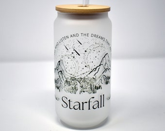 ACOTAR - A Court of Thorns and Roses - Frosted Glass 16oz Cup - Velaris landscape at Starfall