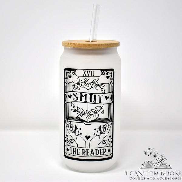 Book Iced Coffee Cup - General Bookish - Frosted Glass 16oz Cup - The Reader Tarot Card - Smut