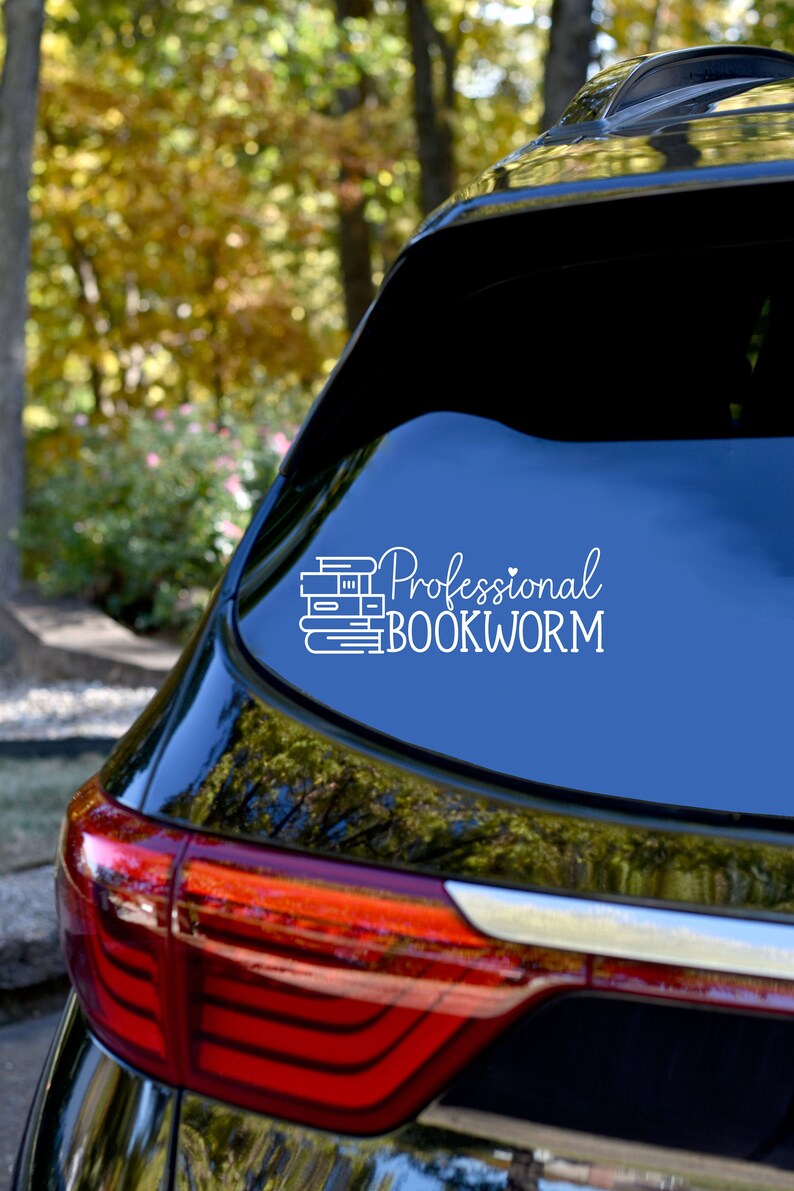 Bookish Car Decal Professional Bookworm Car Decal Bookish Car Decals Laptop Decal image 1