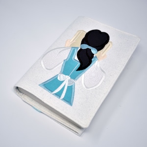 Adjustable Reusable Book Cover Fabric Book Cover Belle Belle Reading Applique image 3