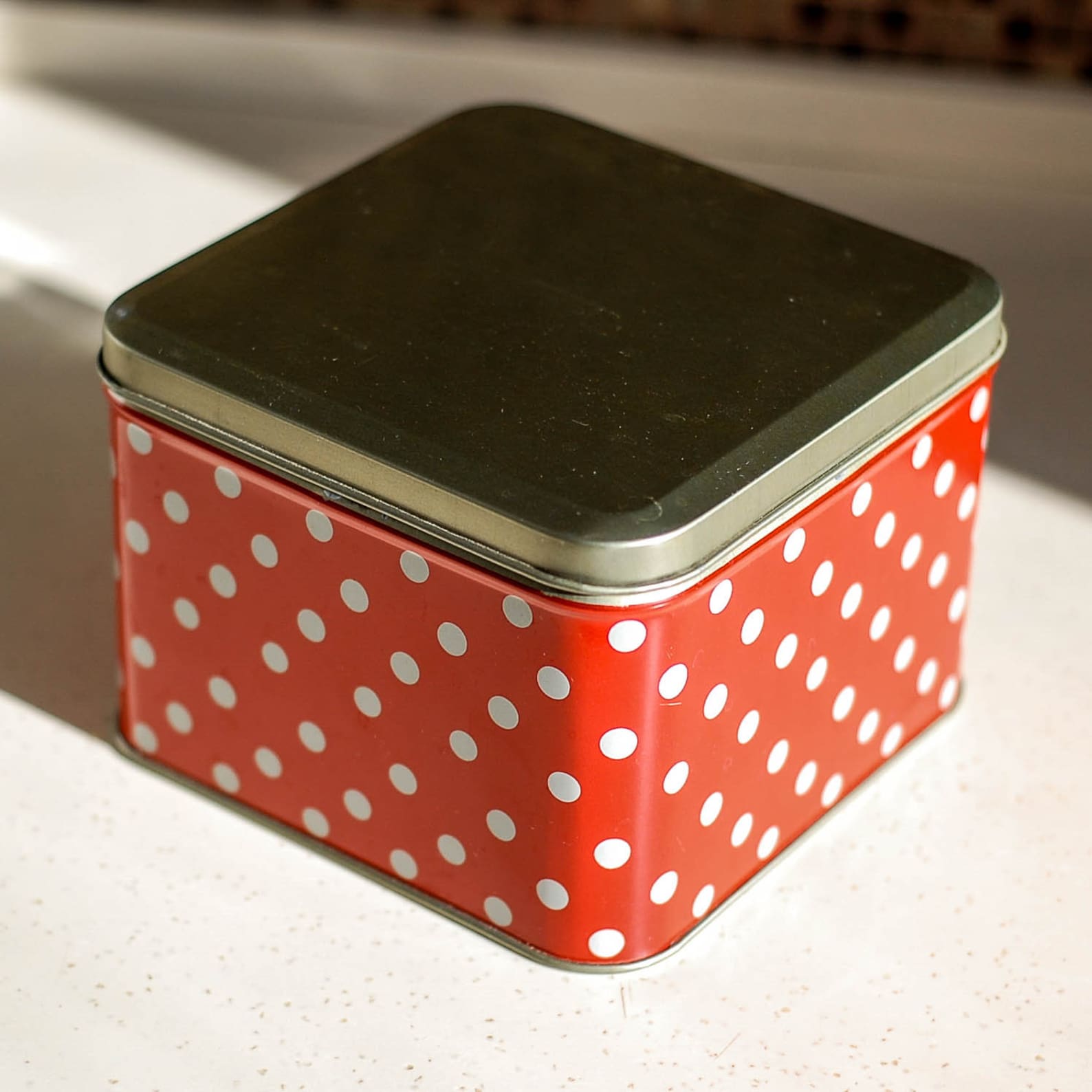 Large Tin Storage Box Tin Can Food Storage Polka Dot Pill Etsy