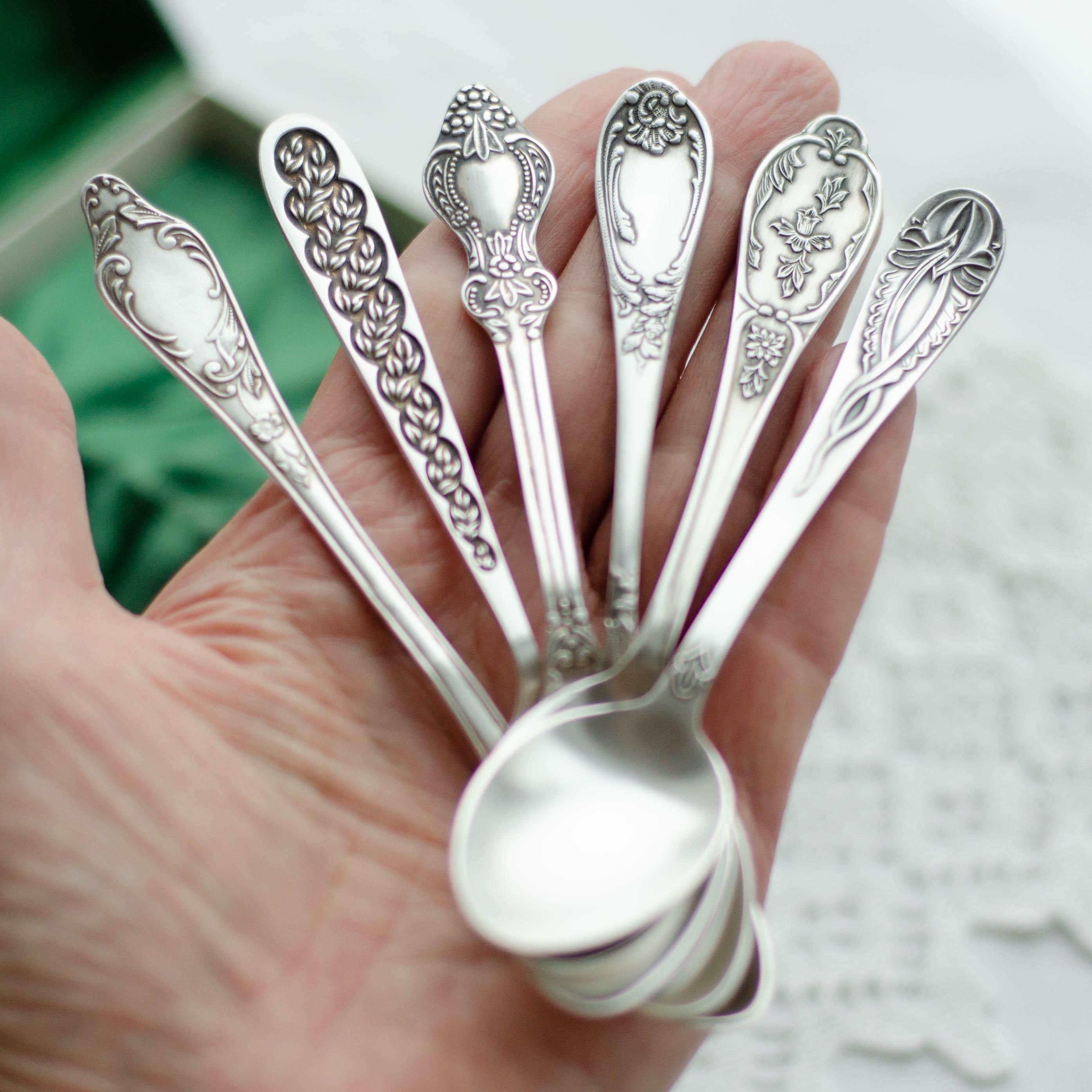 Mismatched Vintage Tea Spoons Set, Floral Flatware From Soviet