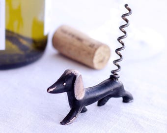 Dachshund corkscrew: Vintage hunting Dog wine bottle opener, Walter Bosse style