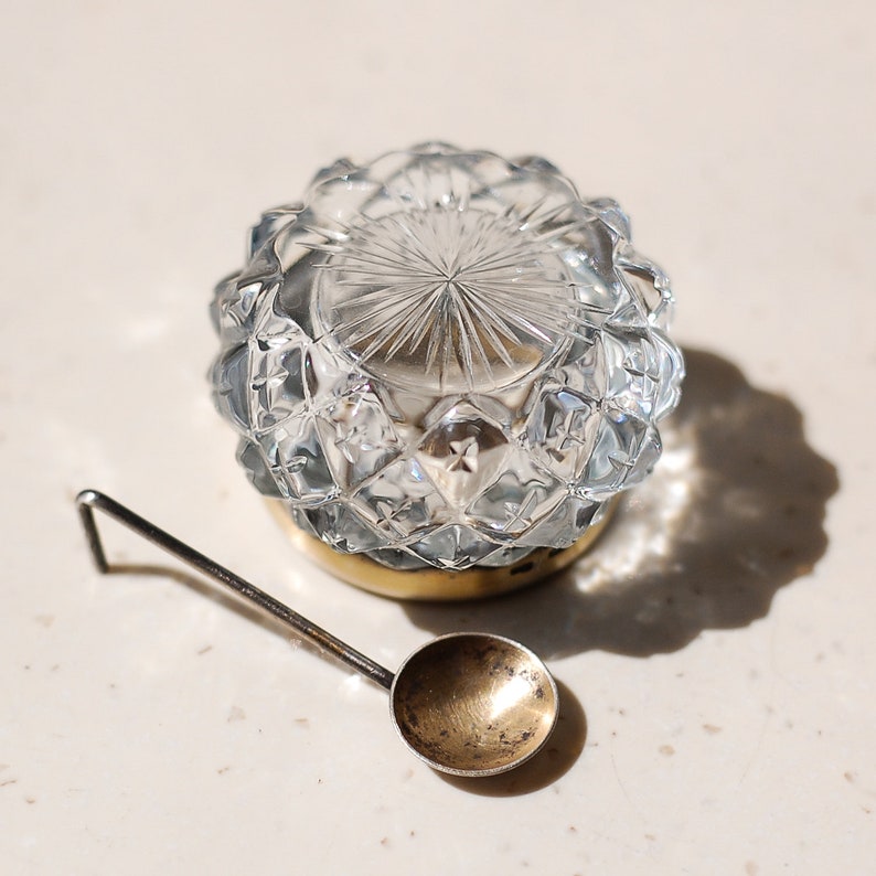 Lead Crystal SALT CELLAR SPOON Sterling Silver Gold Plated Etsy