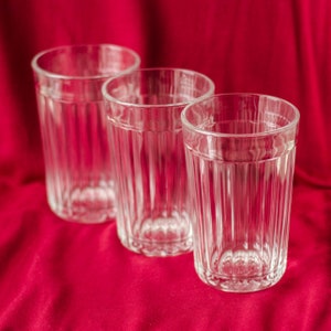 Vintage glassware set of 3 glass tea cups for podstakannik, Tea accessories from Ukraine