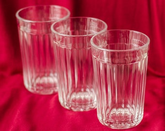 Vintage glassware set of 3 glass tea cups for podstakannik, Tea accessories from Ukraine
