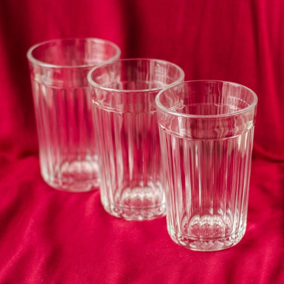 Vintage glassware set of 3 glass tea cups for podstakannik, Tea accessories from Ukraine
