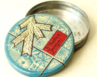 Vintage Soviet HAPPY NEW YEAR tin box with lid, Decorative Ukrainian memory storage