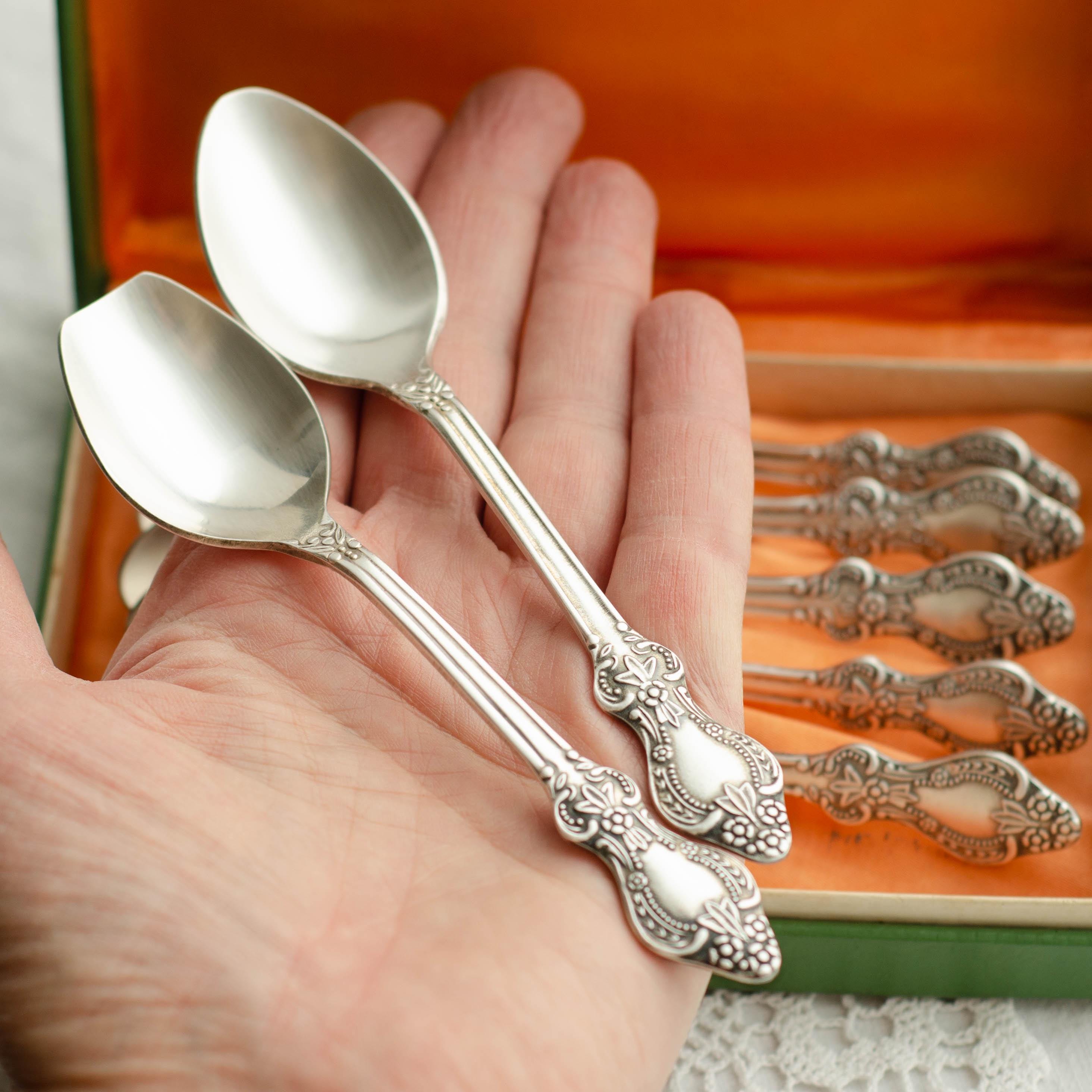 Soviet Vintage Tea Spoons, Teaspoon Silverware Set, Tea