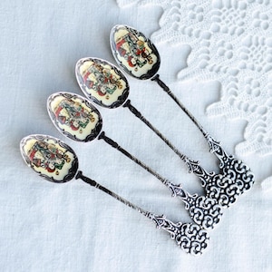 Art Nouveau tea spoon set, Stunning coffee spoons flatware set, Victorian style gifts for tea lovers