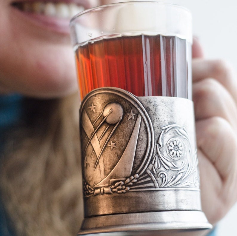 Tasse à thé en verre vintage soviétique, verres à thé pour podstakannik, accessoires de thé d'Ukraine, ensemble de verrerie unique image 7