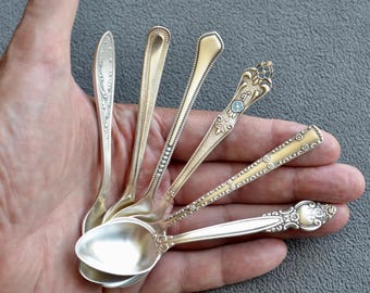 Coffee spoon set, Soviet vintage mismatched flatware set, Coffee accessories from Ukraine