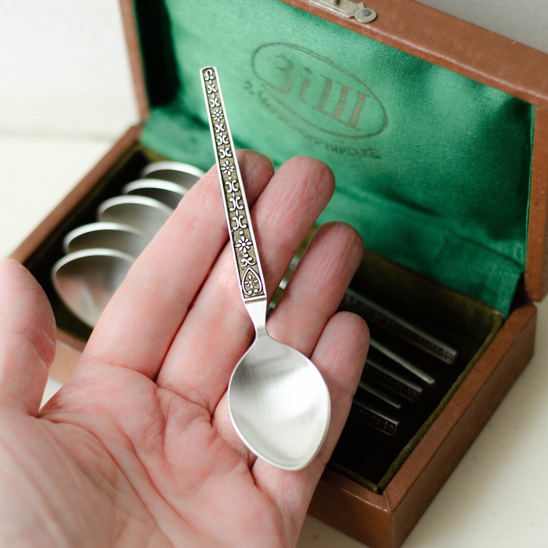 Soviet Vintage Tea Spoon Set Small Spoon Flatware Set Etsy