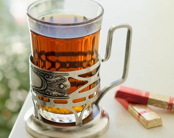 Podstakannik from Ukraine, Metal glass holder, Tea accessories Ukrainian gifts