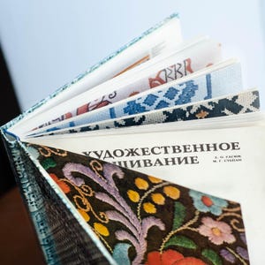 Picture book UKRAINIAN EMBROIDERY design, Folk cross-stitch, Ukraine folk art book lover gift