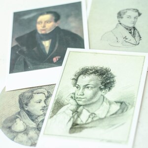 Jeu de 16 cartes postales, cartes postales d'Alexandre Pouchkine, cadeau de peintre, décoration littéraire d'union soviétique