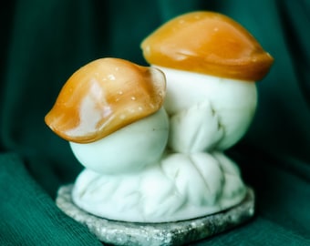 Petite boîte à bijoux "Champignon magique", Boîte à bijoux en marbre d'Ukraine, Pot à champignons