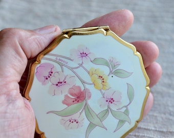 Vintage Stratton England Puderdose mit Taschenspiegel aus den 1950er Jahren, Pillendose im Mid-Century-Modern-Stil