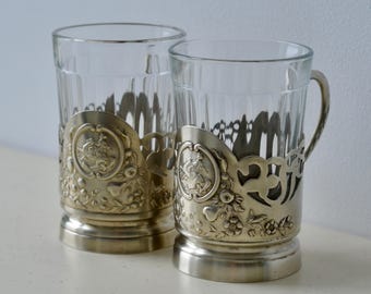 Podstakannik KIEV glass tea cup holder, Ukrainian gifts, Soviet vintage tea accessories from Ukraine