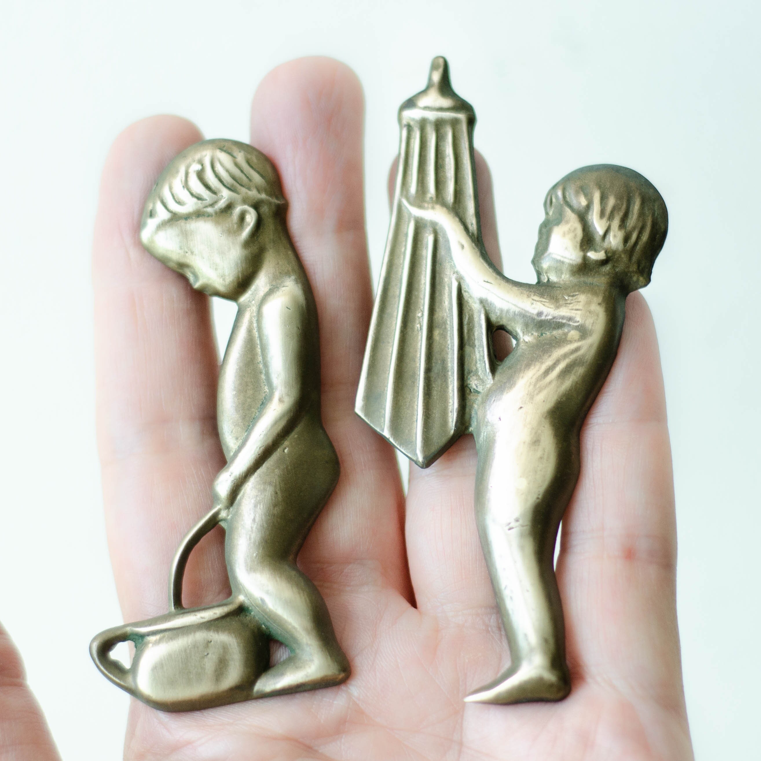 Funny Bathroom Signs Set: Vintage Brass Bath & WC Decals From USSR