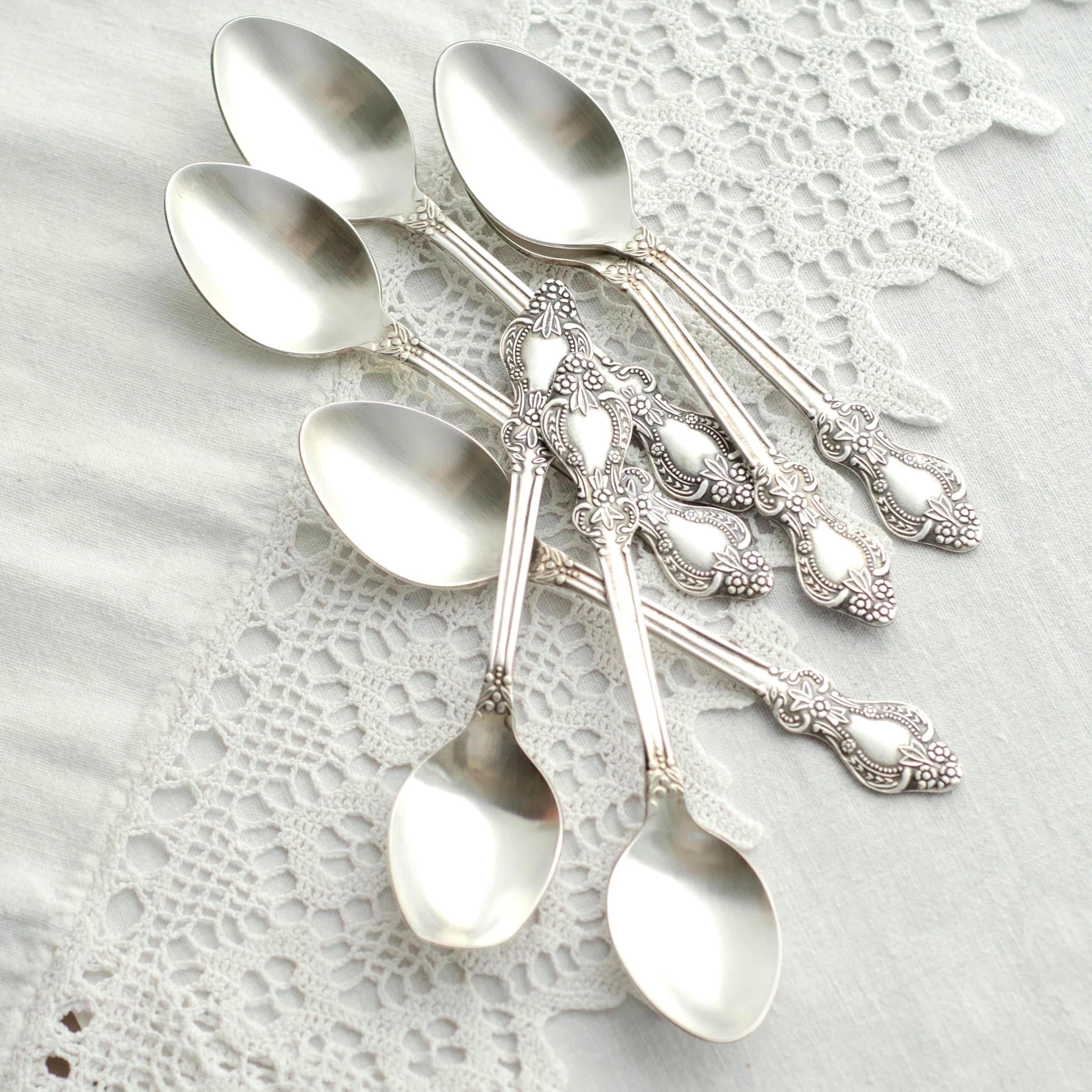 Soviet Vintage Tea Spoons, Teaspoon Silverware Set, Tea