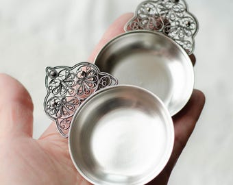 Filigree vanity tray or Caviar server, Vintage Soviet wedding ring dish,  Perfect housewarming gift