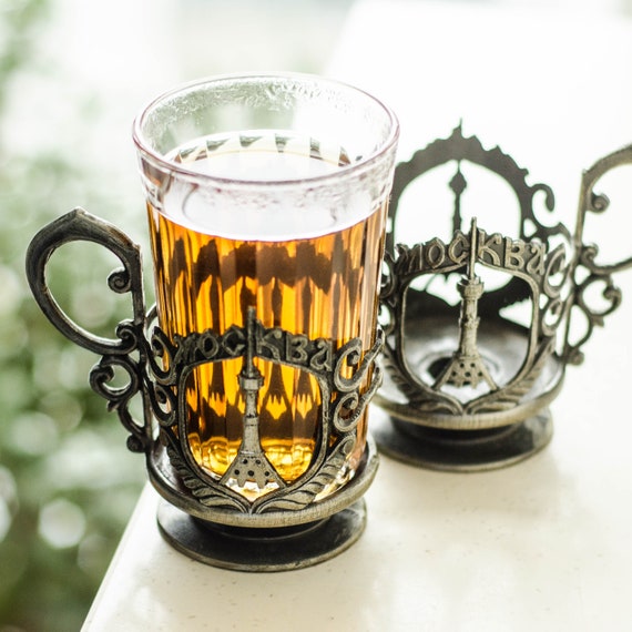 Metal Glass Holder MOSCOW Podstakannik, Tea Accessories From Soviet Union