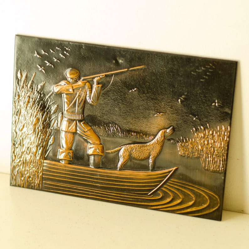 Embossed Copper Wall Hanging DUCK HUNTING Lake House Decor Etsy