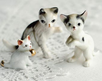 手描きのミニチュア磁器製シャム猫の置物 27076 - Etsy 日本