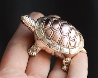 Caja de baratijas metálica con bisagras en forma de tortuga, pastillero, figura de animal, pequeño joyero.