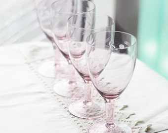 Amethyst glassware set of 4 wine goblets, Unique skinny tumblers, Bartender gifts from Ukraine