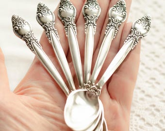 Small spoons - Floral flatware set ROSES, Coffee accessories for espresso, German silver