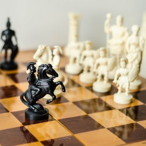 Antique CHESS SET &quot;Ancient Rome&quot;, Large chess pieces and wooden chess board, Chess gift from Ukraine