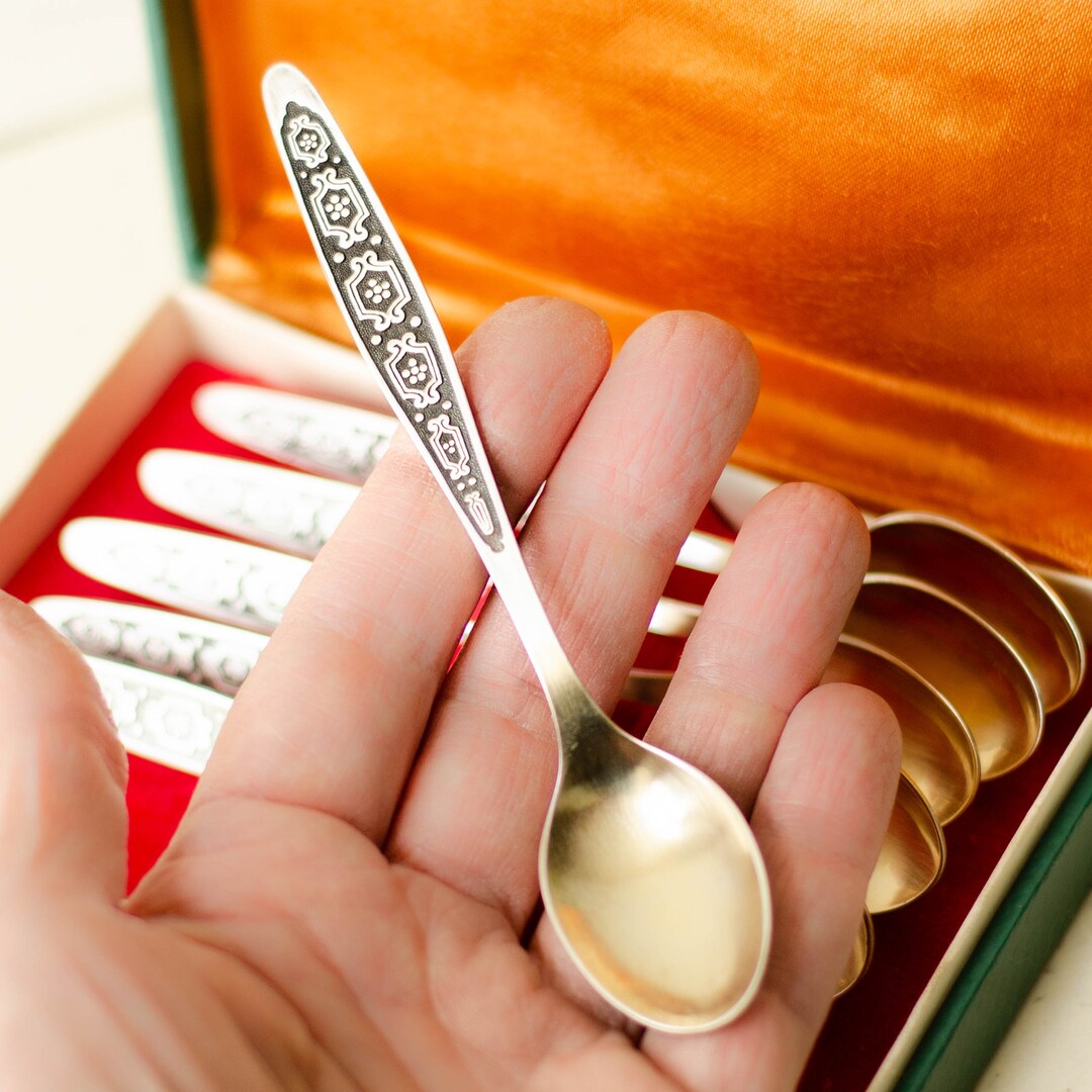 Soviet Vintage Tea Spoon Set vyshyvanka Mini Spoon Flatware Set, Gifts for Tea Lovers From
