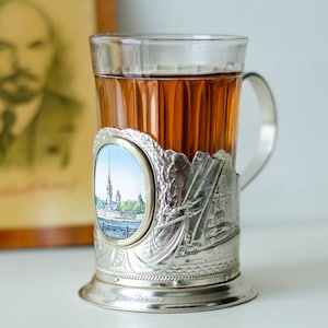 Podstakannik LENINGRAD glass tea cup holder, Tea accessories from Ukraine