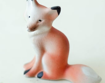 Vintage RED FOX sculpture, Miniature porcelain figurine, Gifts for fox lovers